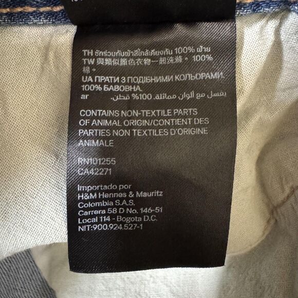 H&M &Denim Skirt Womens 8 Blue Distressed Raw Hem Frayed Button Fly Casual - Picture 8 of 11